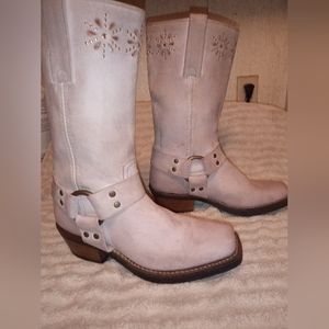 Frye Pink Floral Harness  Moto Boots